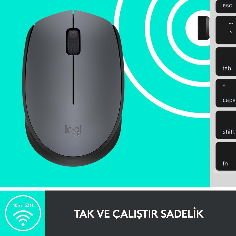 LOGİTECH M170 USB OPTİK WİRELESS KABLOSUZ MOUSE 910-004642