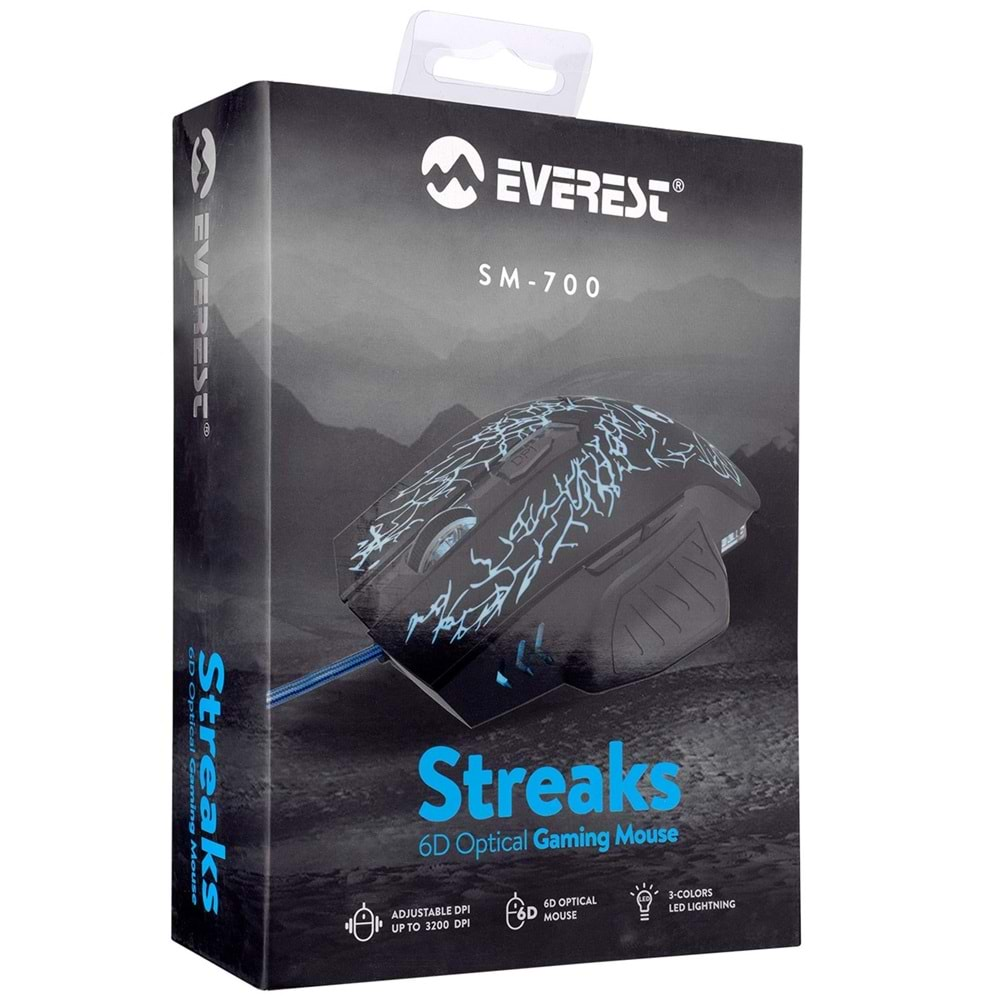 Everest SM-700 STREAKS 6D RGB IŞIKLI OYUNCU GAMİNG MOUSE