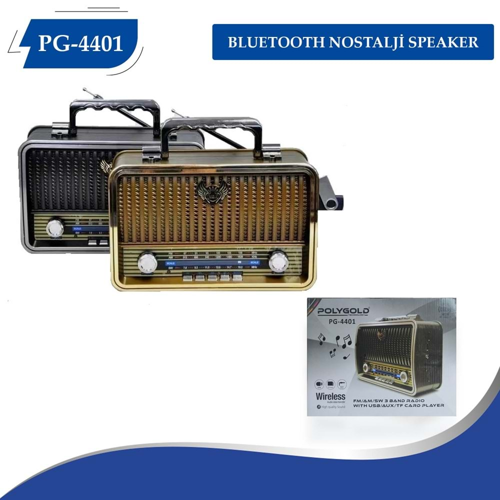 POLYGOLD PG-4401 USB/MİCROSD/FM BLUETOOTH NOSTALJİK RADYO MÜZİK KUTUSU