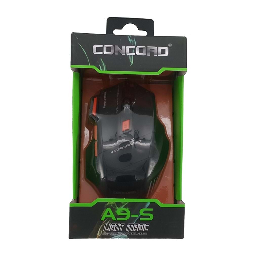 CONCORD A-9S GAMİNG OYUNCU 3200DPİ KABLOLU IŞIKLI MOUSE