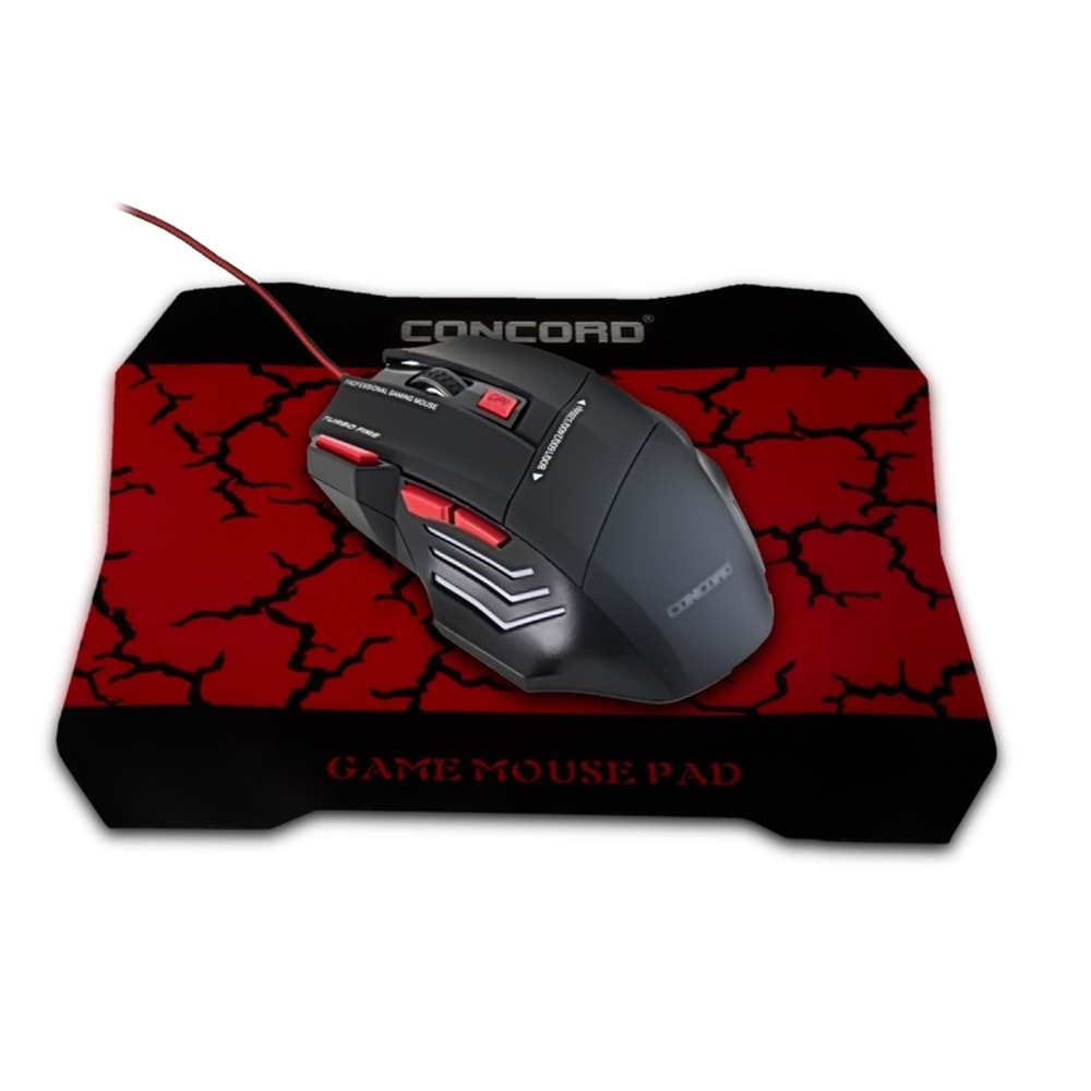 CONCORD A-9 GAMİNG 3200DPİ LEDLİ IŞIKLI OYUNCU MOUSE VE MOUSE PAD