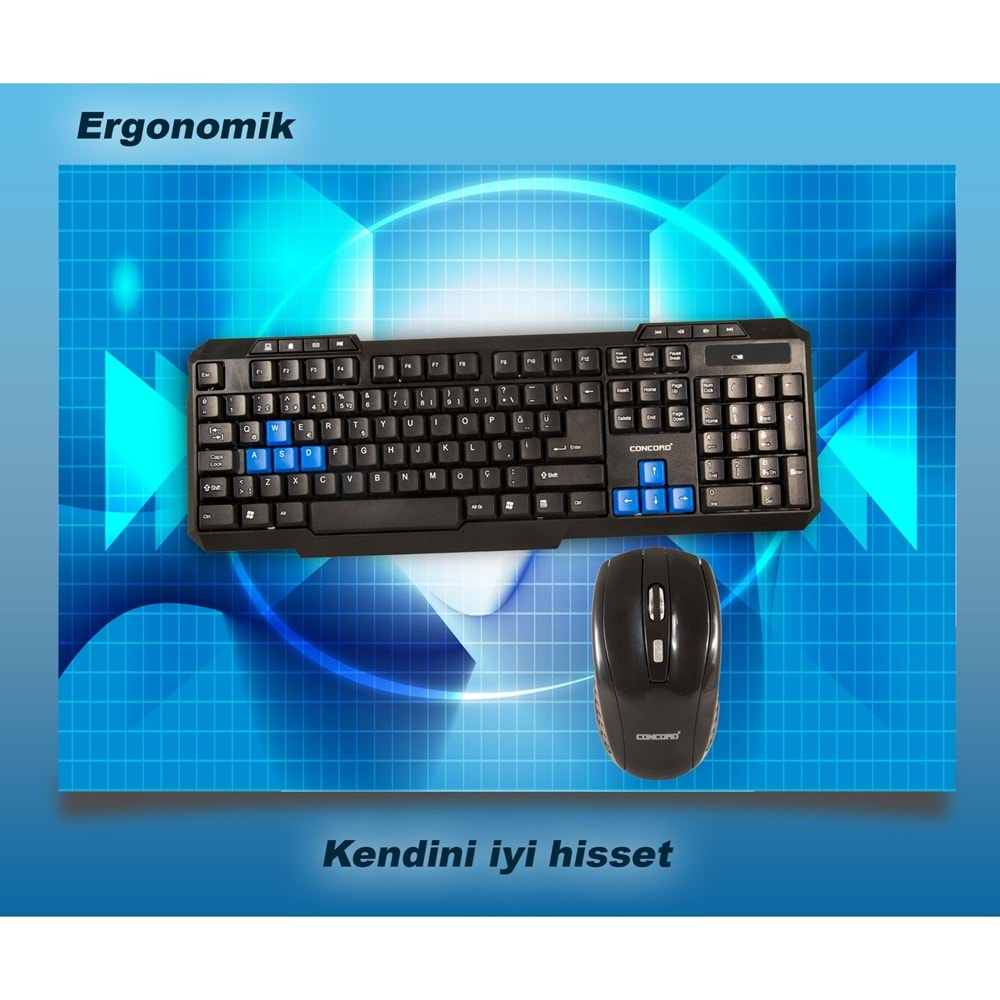 CONCORD C-50 MULTİMEDYA WİRELESS KABLOSUZ KLAVYE + MOUSE SET