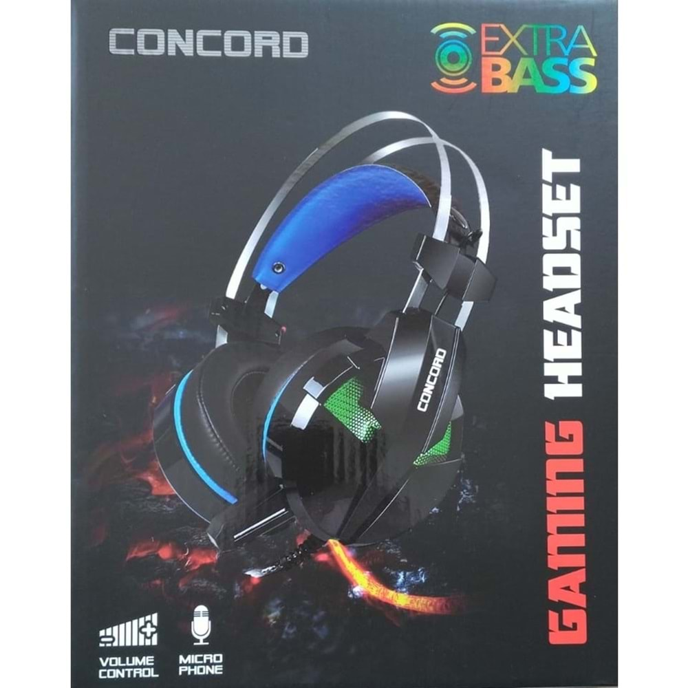 Concord C-942 Ledli Işıklı Profesyonel Mikrofonlu Gaming Oyuncu Kulaklık