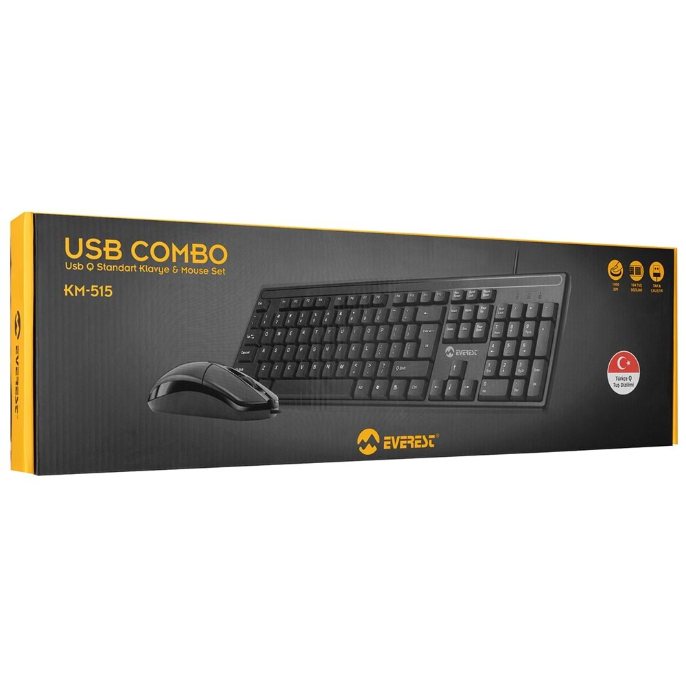 Everest KM-515 Kablolu Usb Combo Q Standart Klavye + Mouse Set