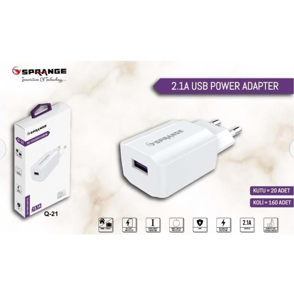 SPRANGE Q-21 5V2.1A ŞARJ KAFA USB POWER ADAPTER