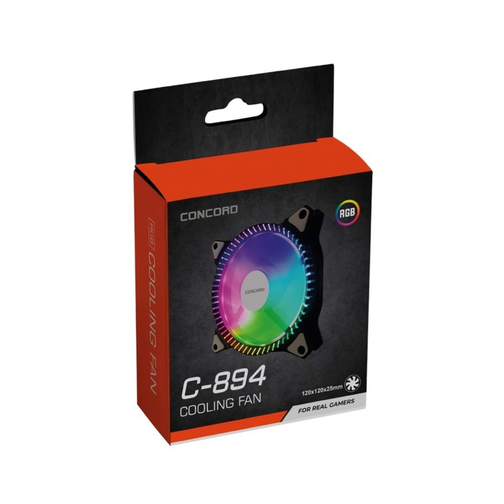 Concord C-894 RGB Gökkuşağı Renkli 12cm Soğutucu Fan