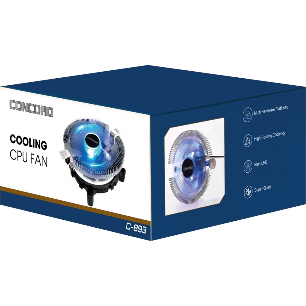 CONCORD C-893 AMD İNTEL COMBO ÜNİVERSAL LEDLİ IŞIKLI İŞLEMCİ FANI