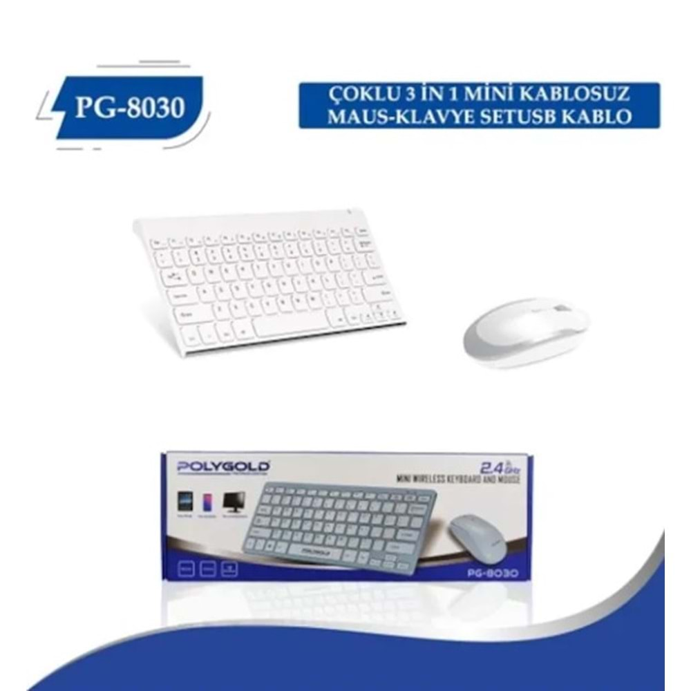 POLYGOLD PG-8030 MİNİ KABLOSUZ KLAVYE + MOUSE SET