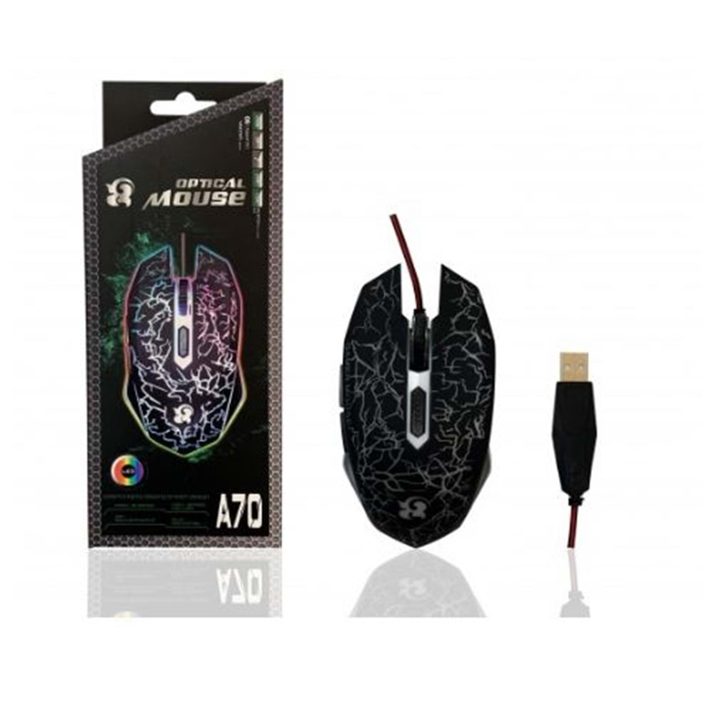 PLATOON PL-1622 KABLOLU RGB IŞIKLI OYUNCU USB MOUSE A70