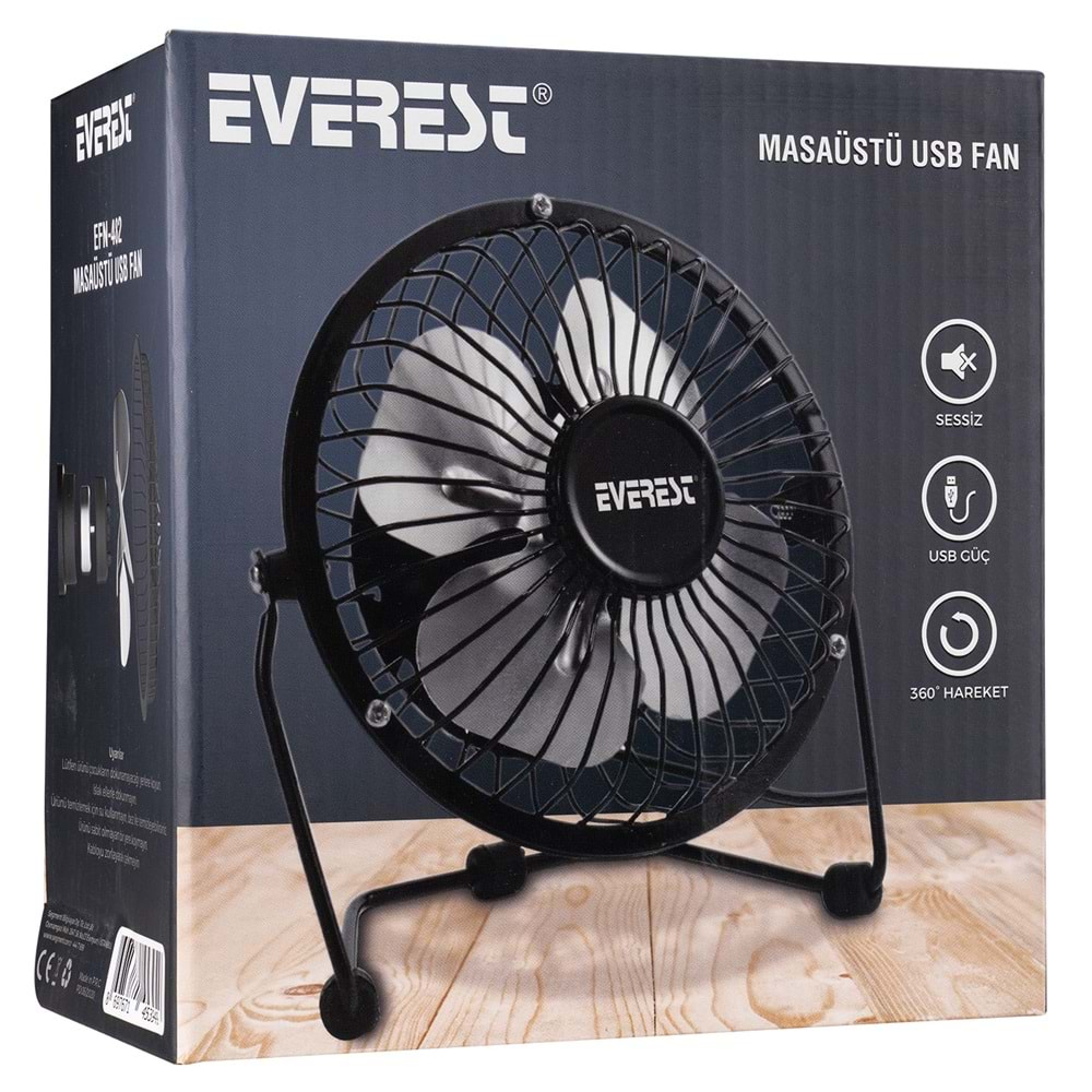 Everest EFN-482 Masaüstü Metal Siyah Usb Fan