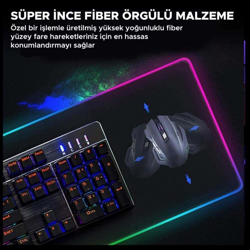 Concord LMP-25 RGB Işıklı Oyuncu Mouse Pad Kaymaz Taban 25*30cm