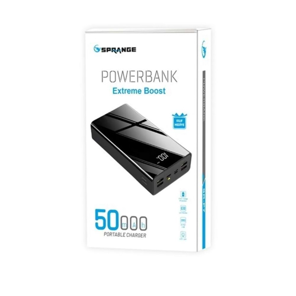 SPRANGE SR-P7 GÖSTERGELİ 4 USB 50000MAH TYPE-C MİCRO A+ SMART CHİP TECHNOLOGY POWERBANK