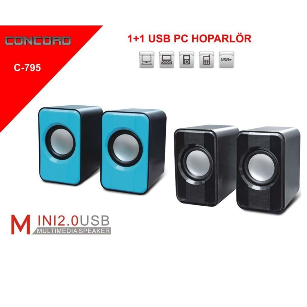 CONCORD C-795 YÜKSEK SES BASS+TİZ USB 2.0 BİLGİSAYAR PC HOPARLÖR