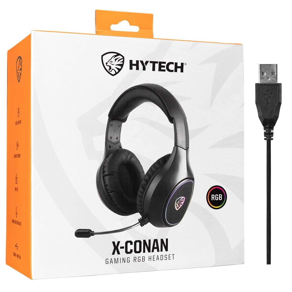 Hytech HY-G5 X-CONAN Siyah RGB Işıklı PC-PS4-XBOX-Telefon Destekli Gaming Oyuncu Mikrofonlu Kulaklık