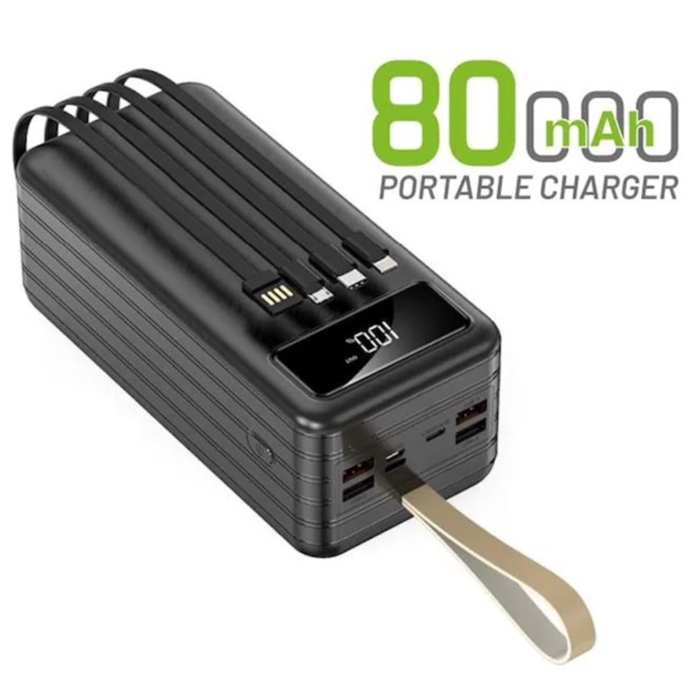 SPRANGE SR-P9 GÖSTERGELİ 4 USB 80000MAH TYPE-C MİCRO A+ SMART CHİP TECHNOLOGY POWERBANK