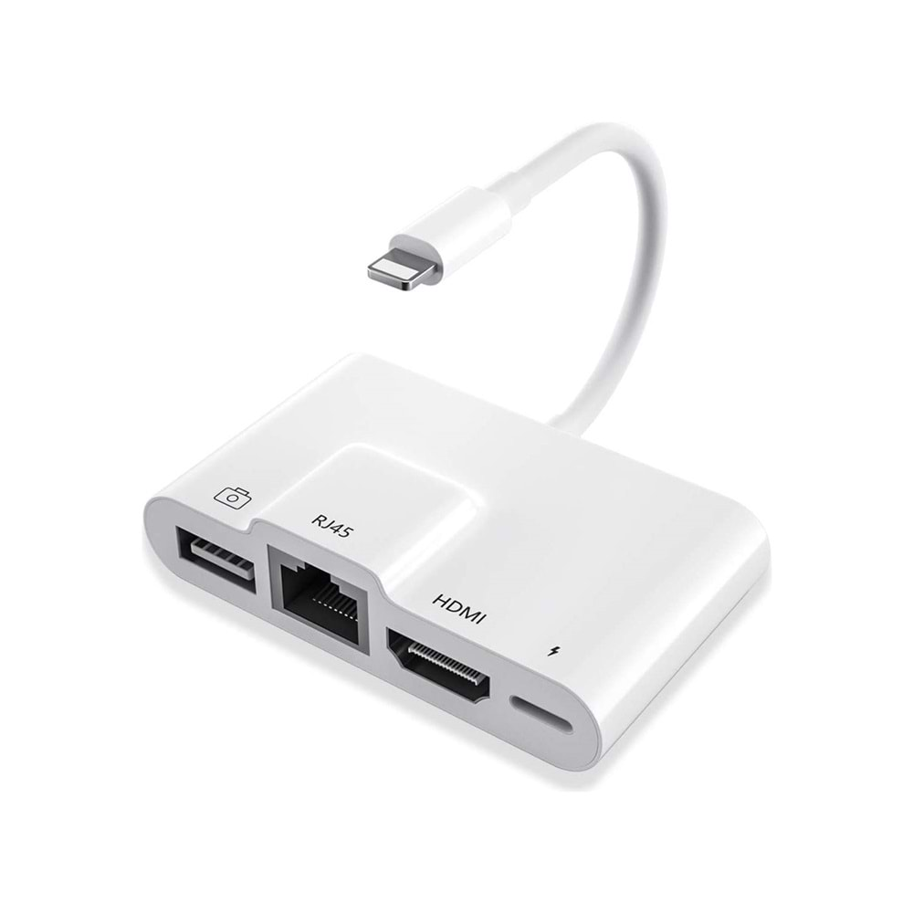 CONCORD BYL-022 LİGHTNİNG TO ŞARJ HDMİ USB 3.0 RJ45 USB LAN ÇEVİRİCİ 100MHZ