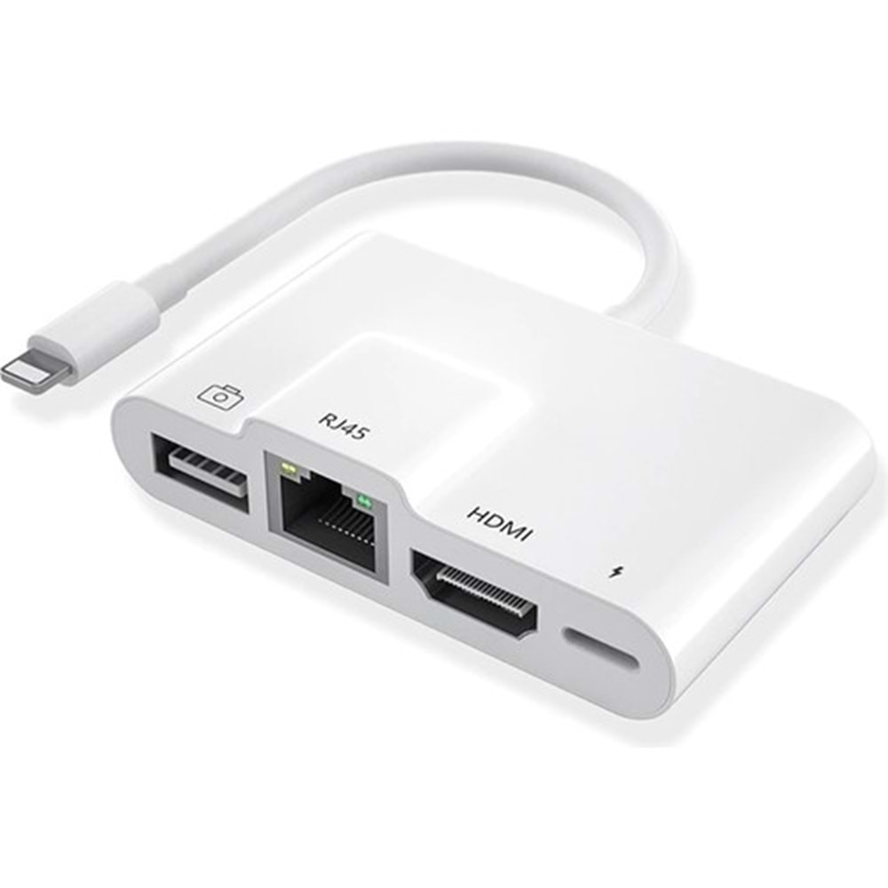 CONCORD BYL-022 LİGHTNİNG TO ŞARJ HDMİ USB 3.0 RJ45 USB LAN ÇEVİRİCİ 100MHZ