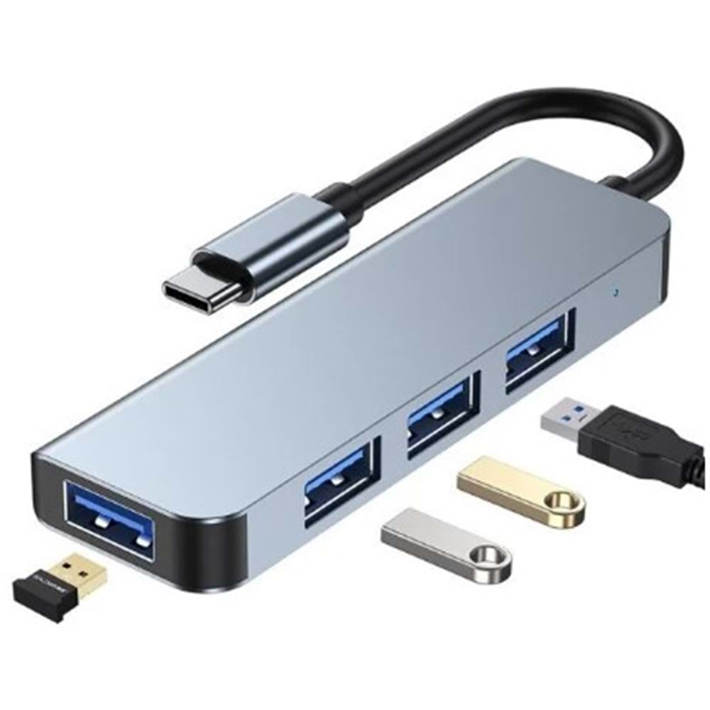 CONCORD BYL-2013T ALÜMİNYUM GÖVDE TYPE-C 4 PORTLU USB 3.0 HUB USB ÇOKLAYICI