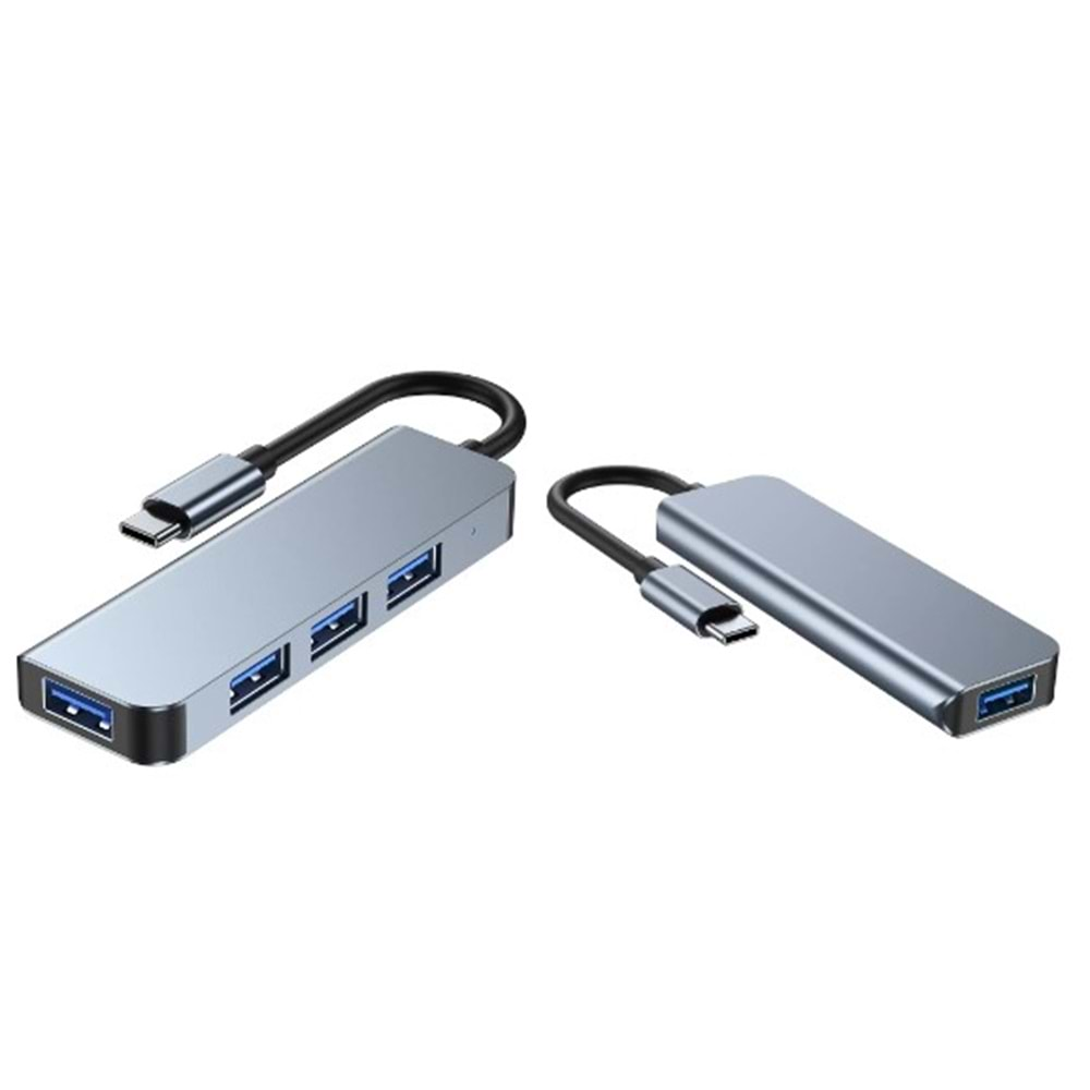 CONCORD BYL-2013T ALÜMİNYUM GÖVDE TYPE-C 4 PORTLU USB 3.0 HUB USB ÇOKLAYICI