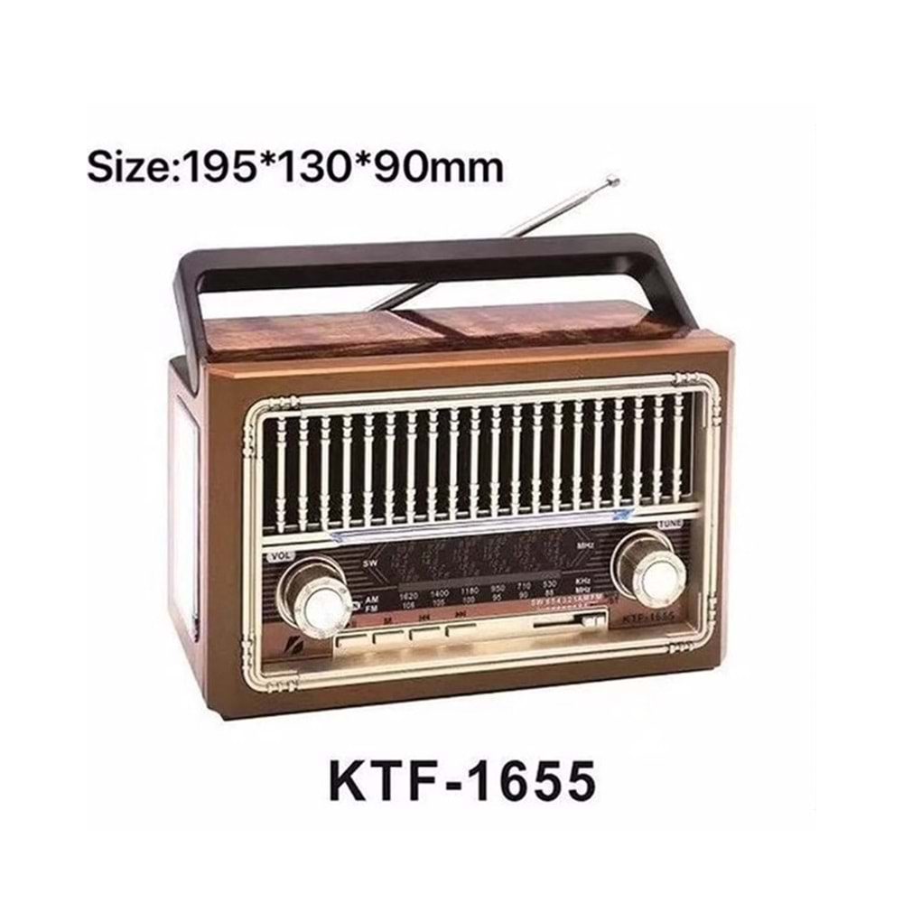 TELSAN KTF-1655 Bluetoothlu Radyolu Müzik Kutusu Usb/Sd/Aux/Mp3 Player/El Fenerli-Nostalji Radyo