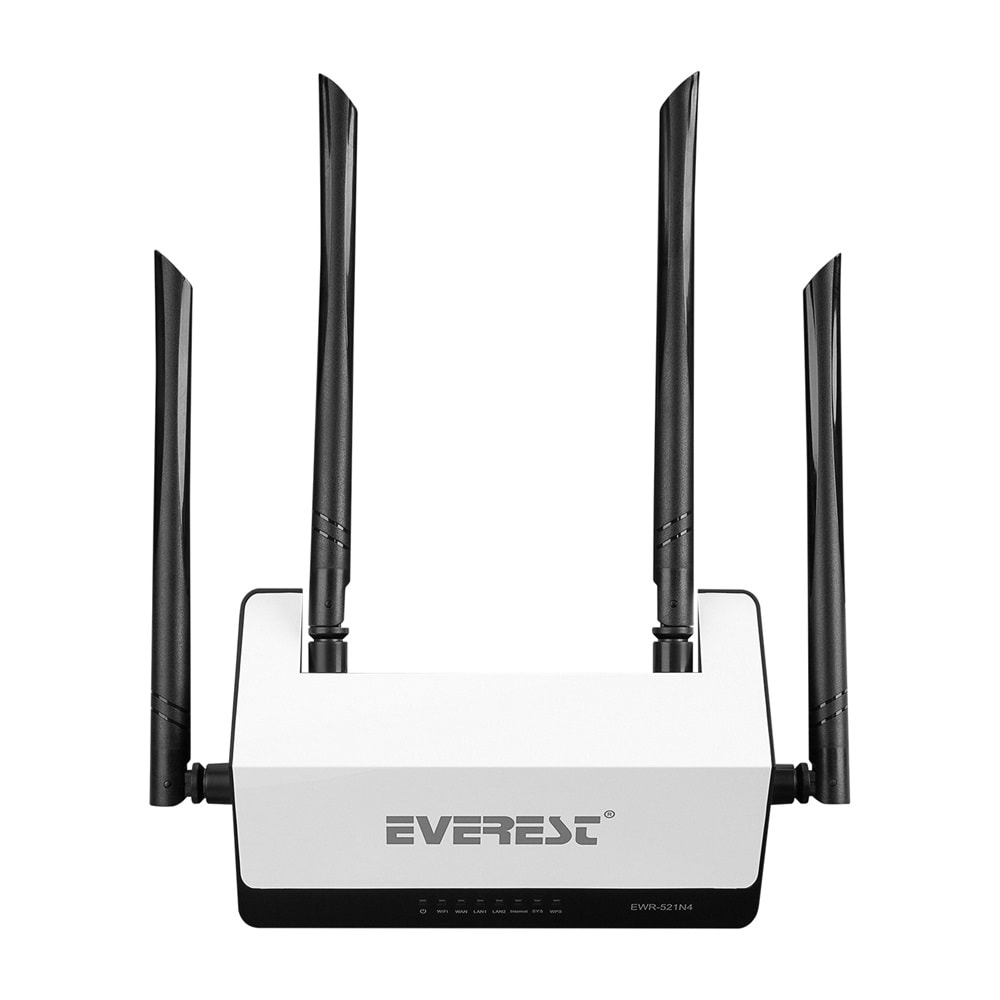 Everest EWR-521N4 Smart 4 Antenli (APP Control) 300Mbps Repeater+Access Point+Bridge Router