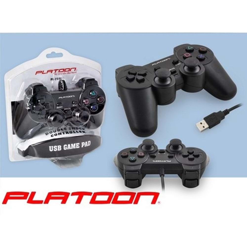 PLATOON PL-2596 Double Shock Titreşimli Analog Pc Oyun Kolu