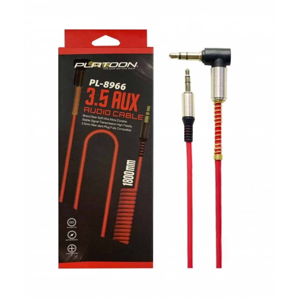 PLATOON PL-8966 SPRALLİ L TİP STEREO AUX KABLO