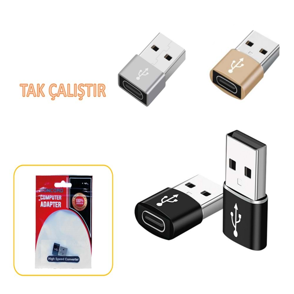 CONCORD C-583 TYPE-C TO USB OTG ÇEVİRİCİ 3.0 DÖNÜŞTÜRÜCÜ