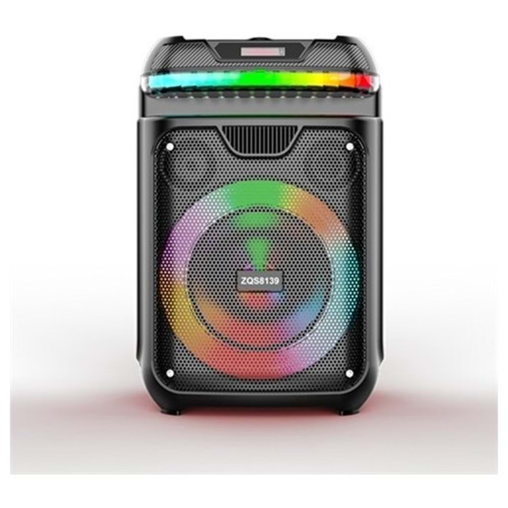 TELSAN ZQS8139 SD/USB/FM 8inc 15W 3600MAH KUMANDALI MİKROFONLU BLUETOOTH RGB IŞIKLI MÜZİK KUTUSU