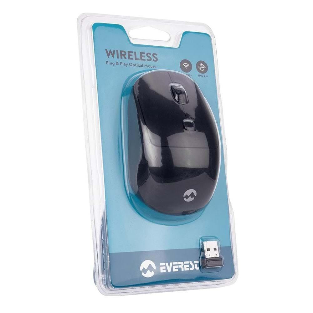 Everest SM-320 Usb Siyah 1600dpi Optik Kablosuz Mouse