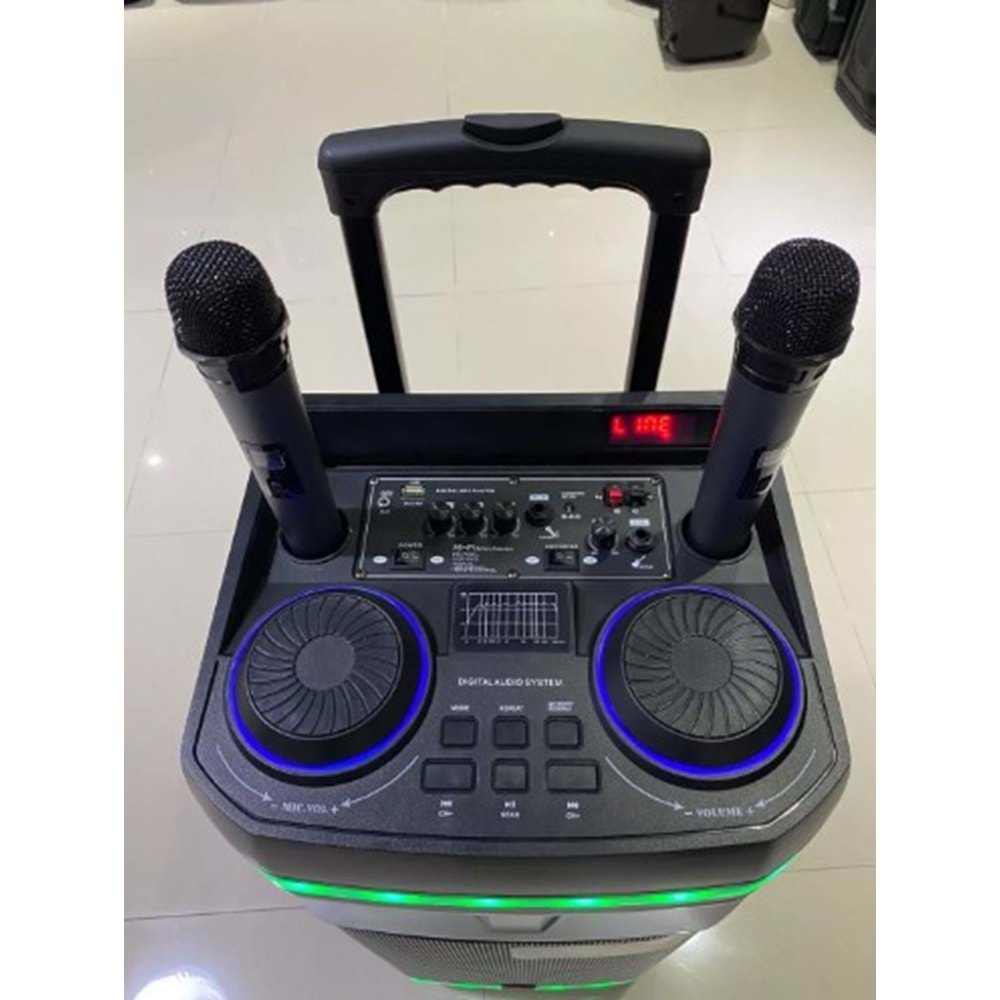 TELSAN CH-126 SD/USB/FM 12inc BLUETOOTH KARAOKE MİKROFONLU KABLOSUZ KUMANDALI RGB MÜZİK KUTUSU