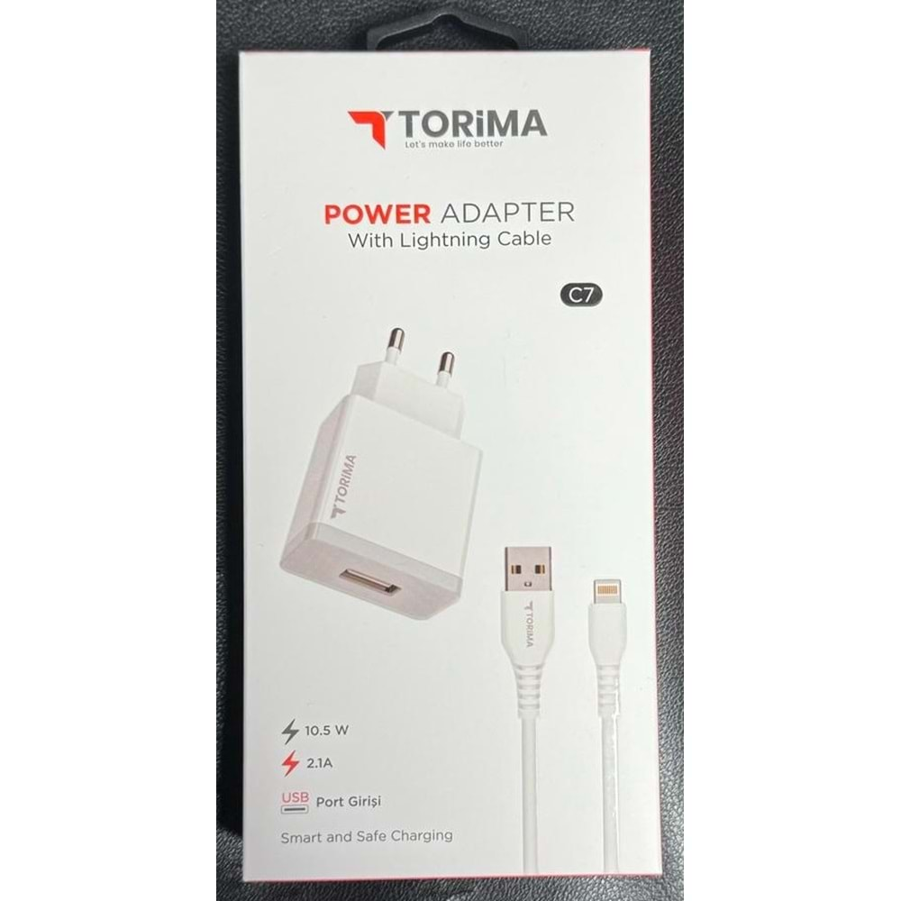 TORİMA C7 İPHONE LİGHTNİNG ŞARJ ALETİ TAKIM 10.5W 2.1A ŞARJ ALETİ