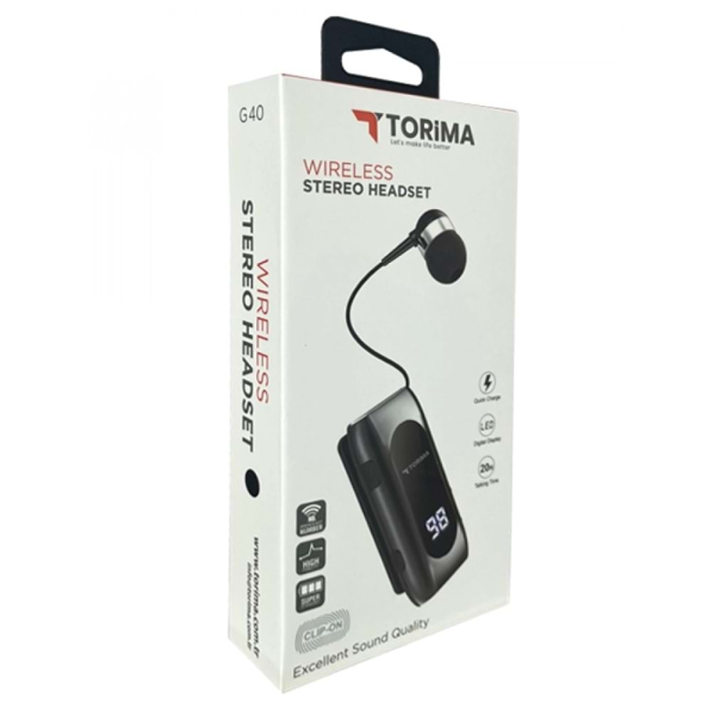 TORİMA G40 DİJİTAL GÖSTERGELİ HIZLI ŞARJ DESTEKLİ MAKARALI BLUETOOTH KULAKLIK