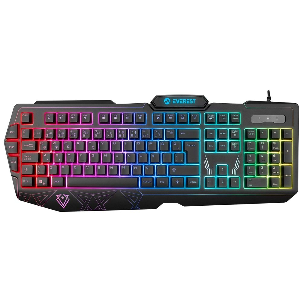 Everest KB-GX61 FORMULA USB RGB Aydınlatmalı 3 Makro Tuşlu Bilek Destekli Gaming Oyuncu Klavyesi