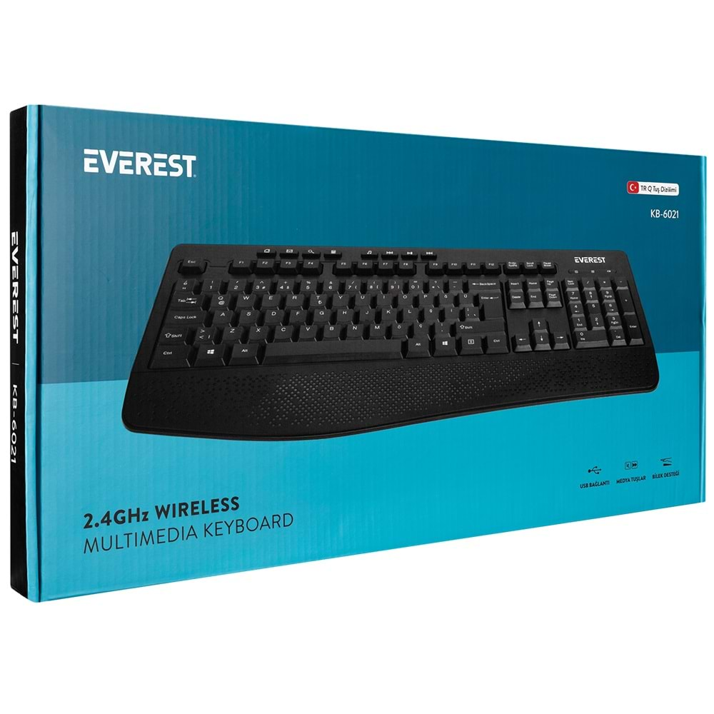 Everest KB-6021 Siyah 2.4Ghz Q Multimedia Kablosuz Klavye