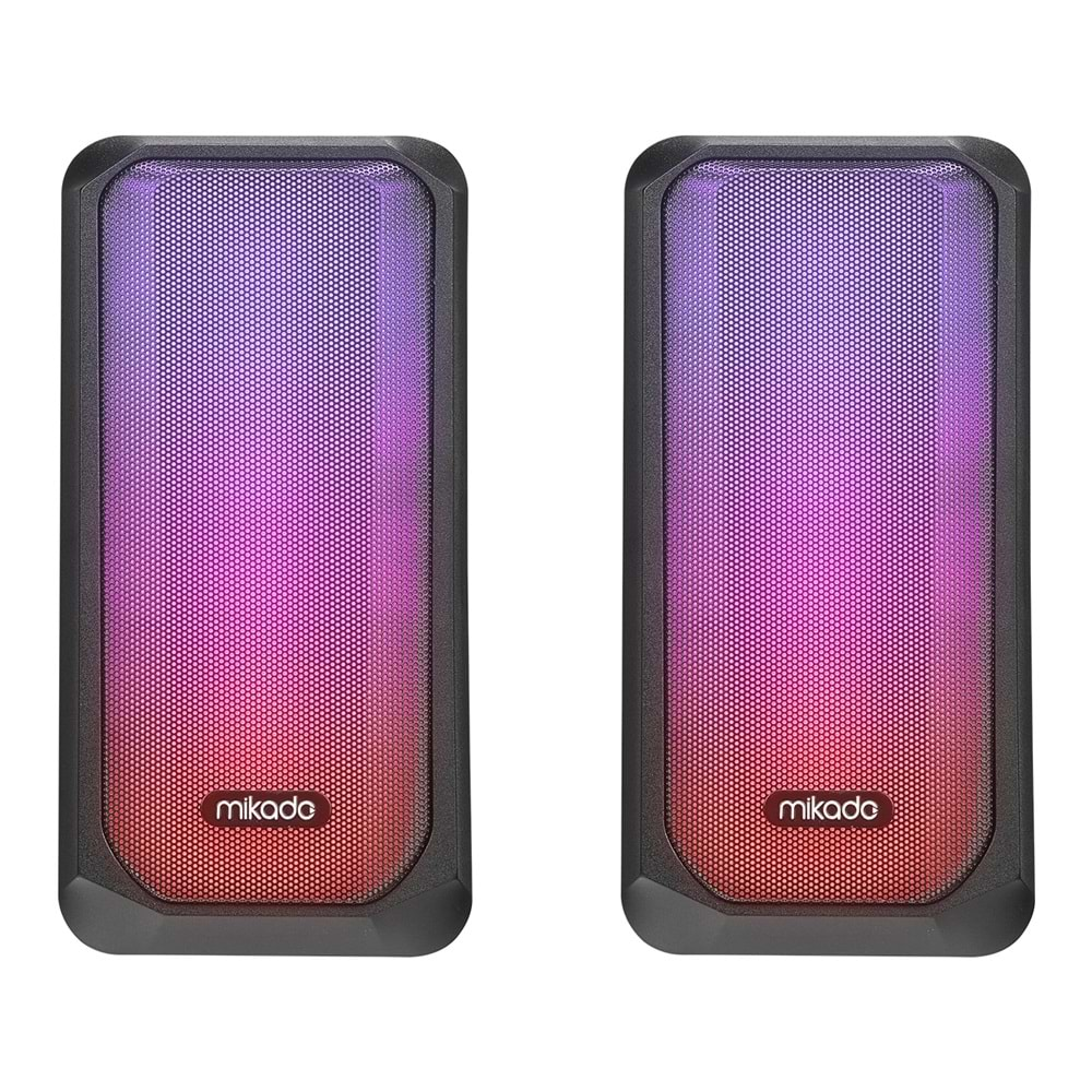 Mikado MD-356 2.0 5Wx2CH RGB Ledli Siyah USB Multimedia Oyuncu Speaker Hoparlör