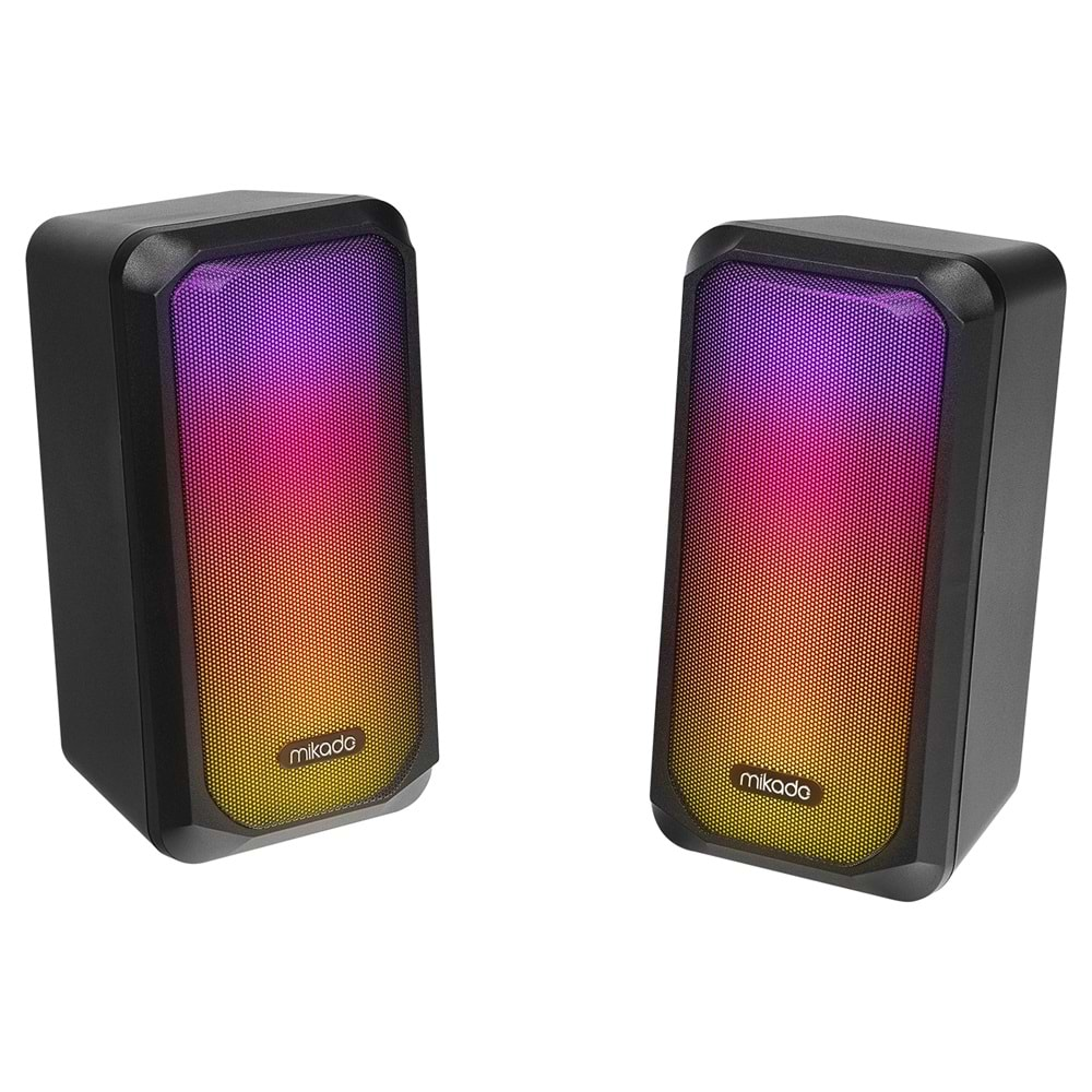 Mikado MD-356 2.0 5Wx2CH RGB Ledli Siyah USB Multimedia Oyuncu Speaker Hoparlör