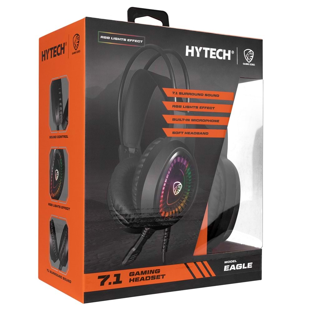 Hytech HY-G3 EAGLE Siyah 7.1 Usb Surround RGB Ledli Gaming Oyuncu Mikrofonlu Kulaklık