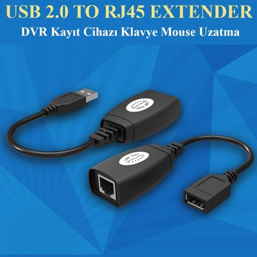 CONCORD C-5605 EXTENSİON ADAPTÖR RJ45 Usb Ek Uzatıcı Cat5e 6 Kablosu USB RJ45 EXTENDER 45METRE