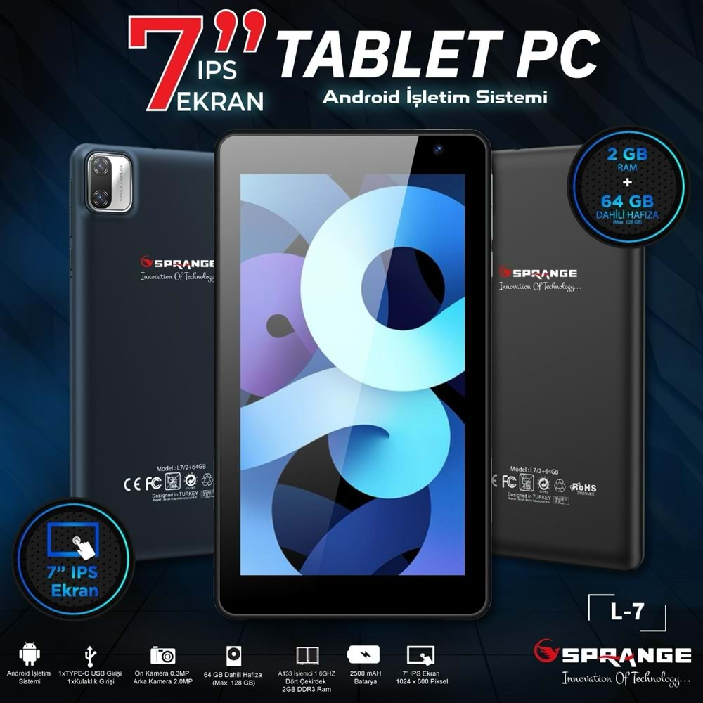 SPRANGE L7 IPS Ekran TYPE-C Şarj Girişli 7