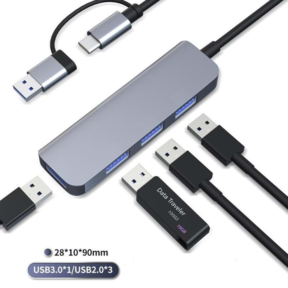 CONCORD BYL-2013TU 4 IN 1 USB-A + TYPE-C USB HUB 4 PORT