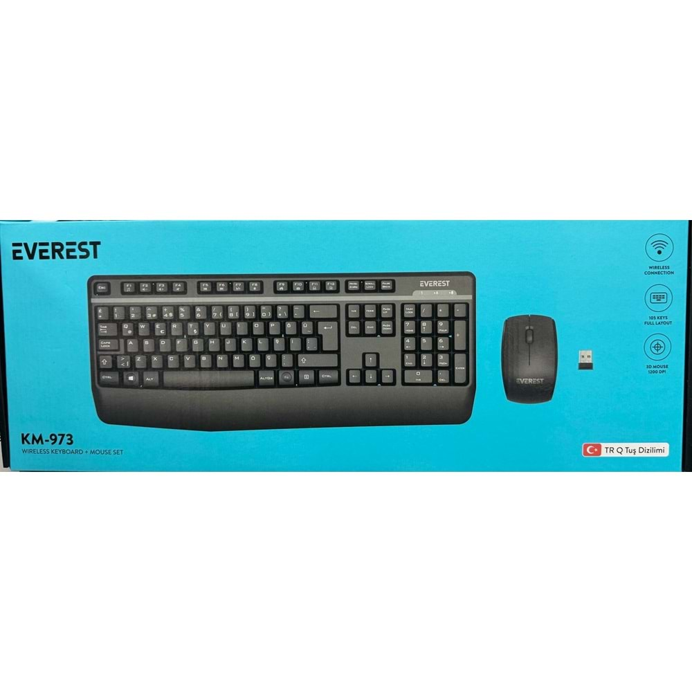 Everest KM-973 Siyah Kablosuz Q Klavye + Mouse Set