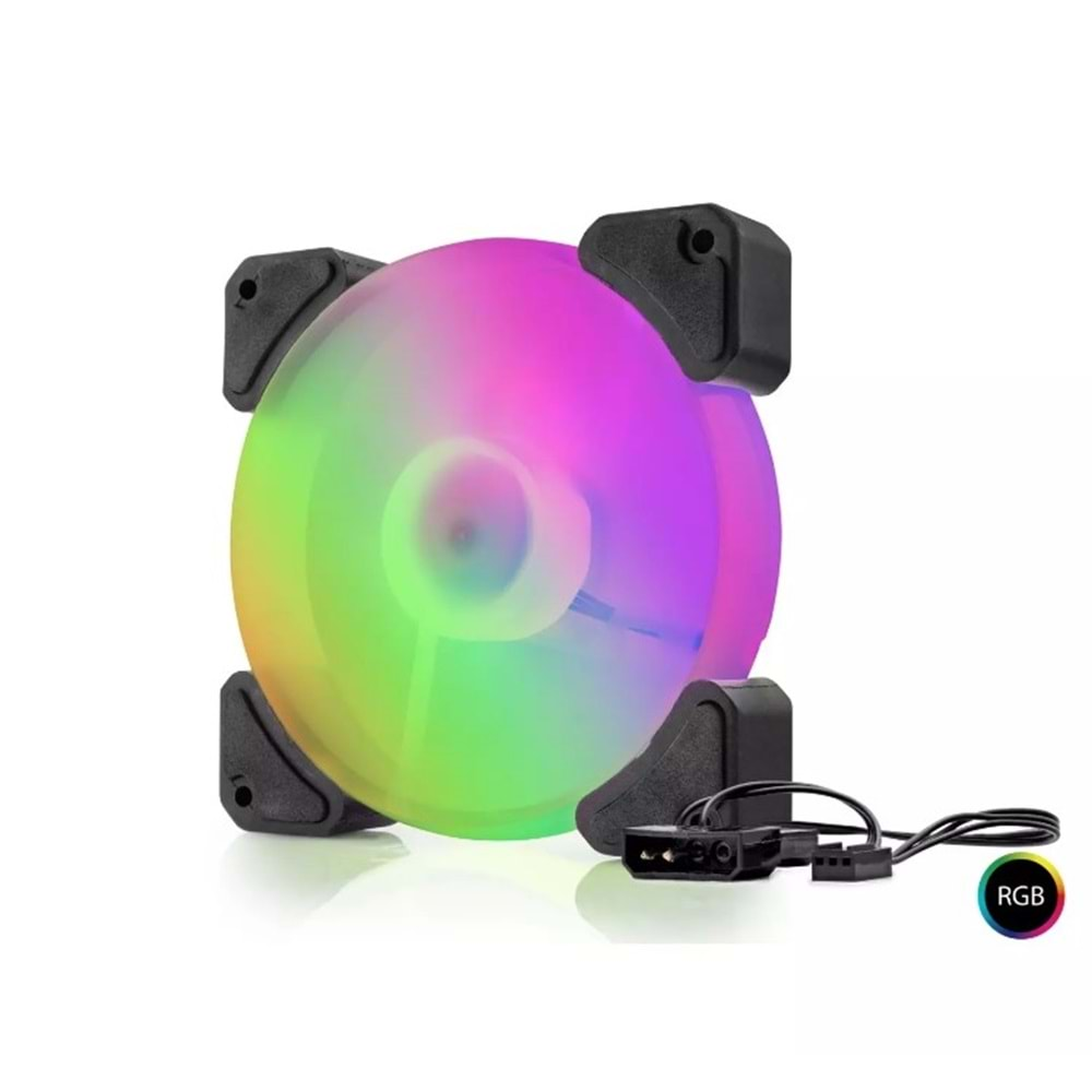 HADRON HDX1518 PERFORMANS KASA FANI RGB 12CM 4PIN SİYAH