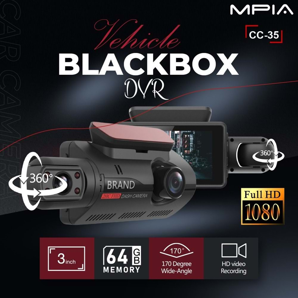 MPİA CC-35 DUAL FULLHD 1080P ÇİFT ARAÇ KAMERA 3