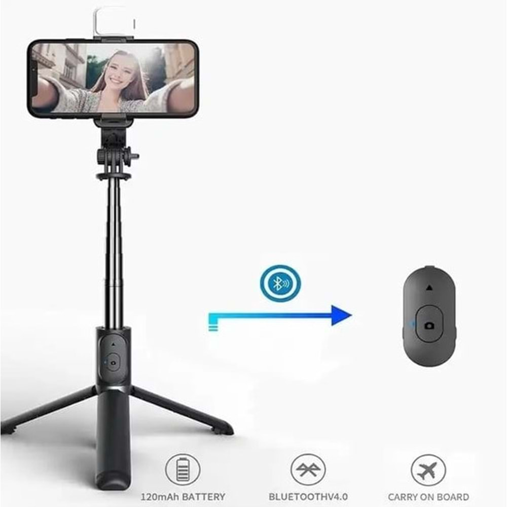 Telsan N08S Bluetooth Uzaktan Kumandalı 15 Cm Işıklı Tripod Selfie Çubuğu N-08S