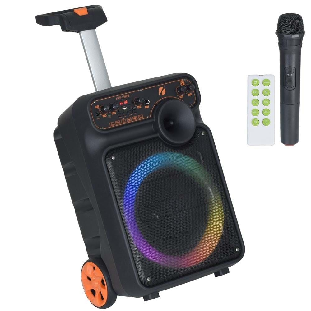 TELSAN KTS-1590 SD/USB/FM 8inc KUMANDALI MİKROFONLU BLUETOOTH RGB IŞIKLI MÜZİK KUTUSU