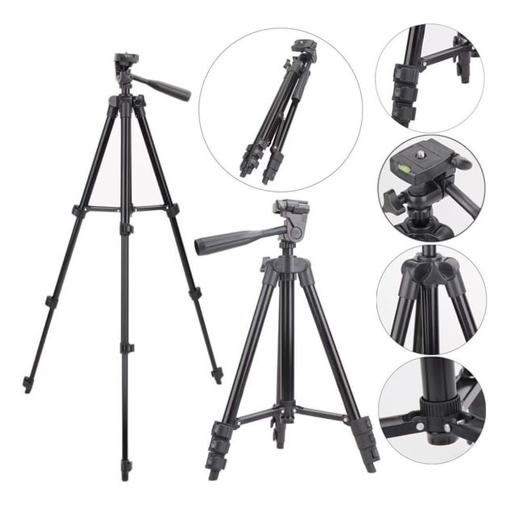 Telsan 3120 Su Terazili 75CM Tripod Profesyonel Fotoğraf Kamera Tripot Telefon Tutucu