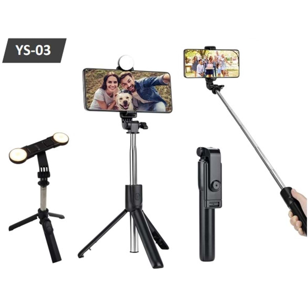 Telsan YS-03 Bluetooth Kontrol 75CM Youtuber Selfie Canlı Yayın Işığı Led Işık Selfie Çubuğu