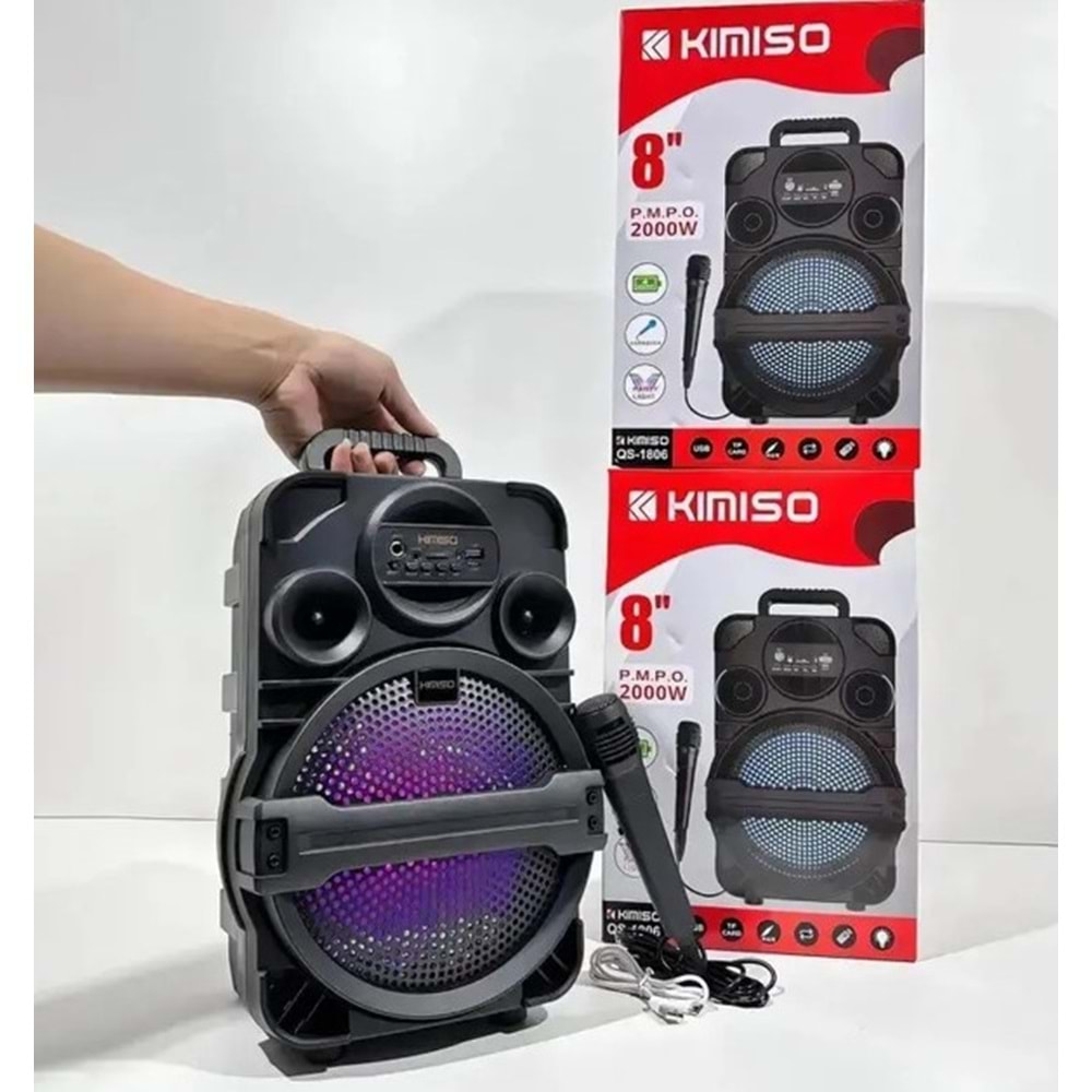 PLATOON PL-4583 SD/USB/FM 8inc 2000W KARAOKE MİKROFONLU BLUETOOTH RGB IŞIKLI MÜZİK KUTUSU QS-1806