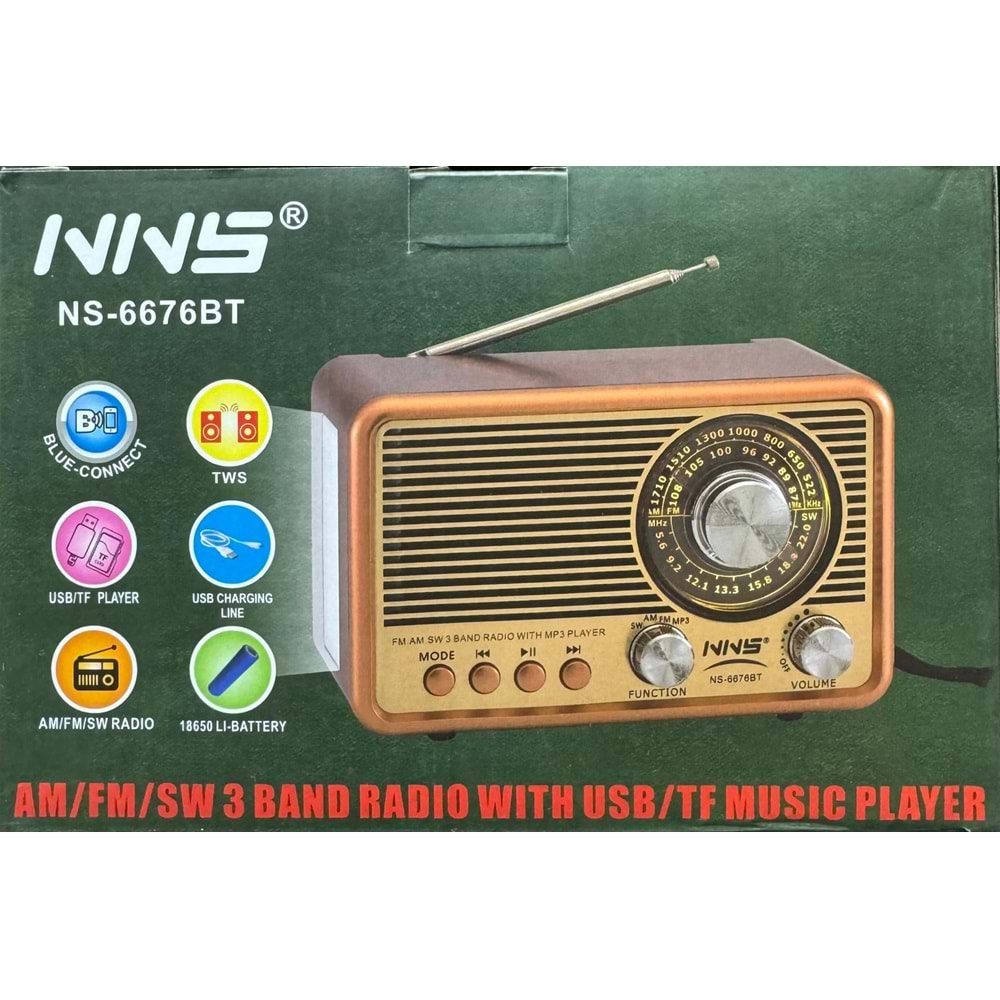 TELSAN NS-6676BT USB/SD/FM/BLUETOOTH NOSTALJİ GÜÇLÜ SİNYAL MÜZİK KUTUSU